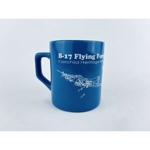 Vtg B-17 Flying Fortress Fairchild Heritage‎ Museum Blue Airplane Mug Coffee Cup